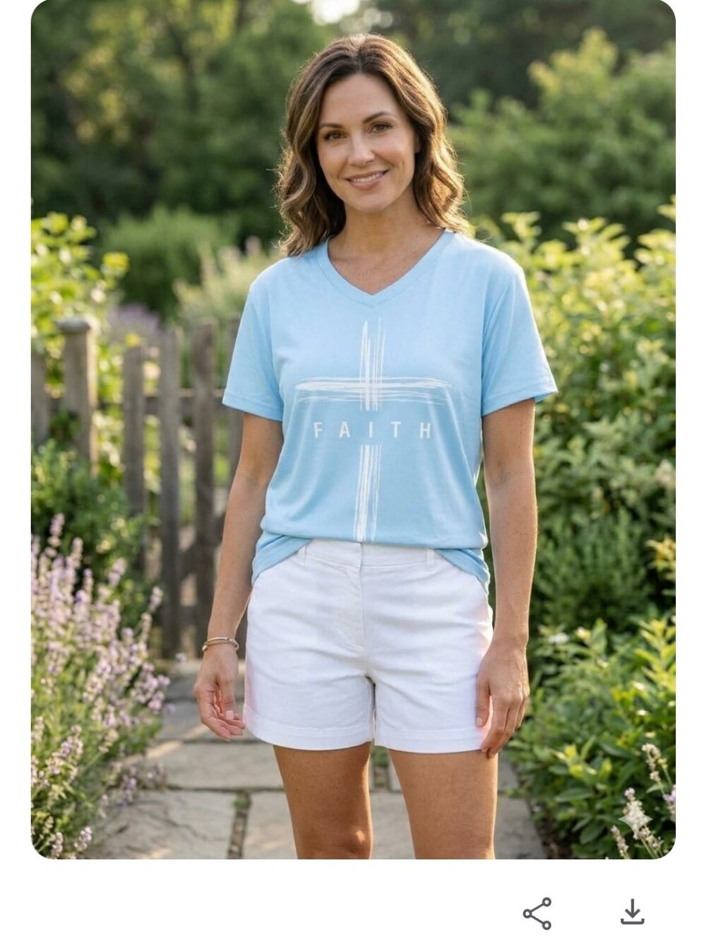 Women's 'Faith' V-Neck Tee in Light Blue